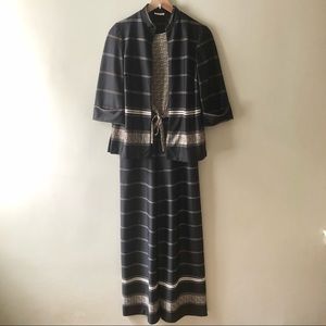 VINTAGE 2 Piece Retro Striped Wide Leg Jumpsuit